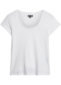 Superdry Damen Kurzarmshirt "SCOOP NECK TEE", weiß, casual, Gr. XS, unifarben, Single Jersey, Obermaterial: 60% Baumwolle, 40% Modal, Shirts