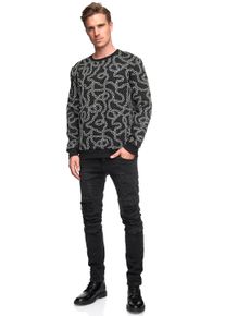 Rusty Neal Herren Strickpullover, schwarz-weiß, casual, Gr. S, mehrfarbig, 78% Polyester, 20% Viskose, 2% Elasthan, Pullover, mit ausgefallenem Muster
