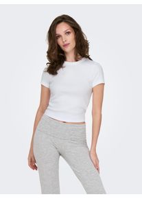 Only Damen Kurzarmshirt "ONLVAL S/S O-NECK TOP CC JRS", weiß, modisch, Gr. M, unifarben, Jersey, Obermaterial: 95% Baumwolle, 5% Elasthan, Shirts