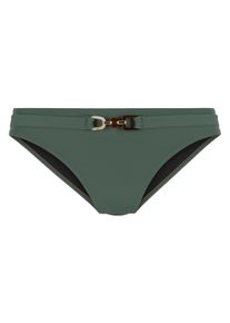 Lascana Damen Bikini-Hose "Yves", grün, Gr. 44, unifarben, Recycling-Polyamid, Badehosen, mit edlen Ziergürtel