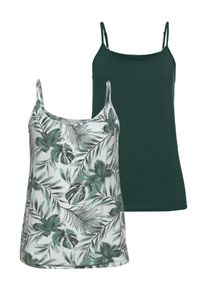 Lascana Damen Spaghettitop "mit Raffung am Ausschnitt", grün, casual, Gr. 36, gemustert, Obermaterial: 95% Viskose (LENZING ECOVERO), 5% Elasthan,