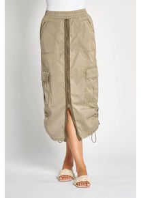 Zhrill Damen Midirock "RENA", grün, casual, Gr. XXL, unifarben, Web, Obermaterial: 67% Baumwolle, 30% Lyocell (TENCEL), 3% Elasthan, Röcke, mit