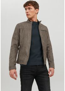 Jack & Jones JACK & JONES Herren Lederimitatjacke "JJEROCKY JACKET NOOS", grün, modisch, Gr. L, unifarben, Web, Obermaterial: 100% Polyester, Jacken