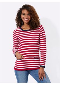 Casual Looks Damen Streifenpullover "Pullover", weiß, Gr. 38, gemustert, mehrfarbig, gestreift, 100% Baumwolle, Pullover