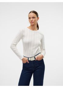 Véro Moda VERO MODA Damen Langarmshirt "VMLISA LS TOP JRS NOOS", weiß, modisch, Gr. XL, unifarben, Ajourstrickmuster, Jersey, Rippware, Obermaterial: 100%