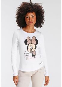 Kangaroos Damen Langarmshirt, weiß, casual, Gr. 32, bedruckt, unifarben, Rippware, Obermaterial: 100% Baumwolle, Shirts, sehr figurbetonte Passform,