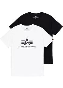 Herren Rundhalsshirt "Basic T 2 Pack", schwarz-weiß, modisch, Gr. XL, Alpha Industries, bedruckt, Single Jersey, Obermaterial: 100% Baumwolle, Shirts