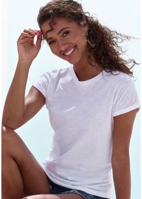 Vivance Damen T-Shirt "aus weicher Baumwoll-Qualität", weiß, Basic, Gr. 36, unifarben, Jersey, Obermaterial: 100% Baumwolle, Shirts