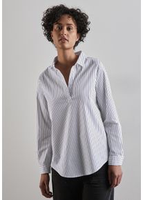 Street One Damen Longbluse, weiß, casual, Gr. 38, gestreift, Web, 79% Baumwolle, 19% Polyamid, 2% Elasthan, Blusen, aus Baumwolle mit Stretchanteil