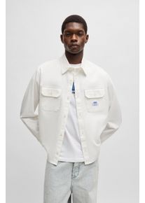 HUGO BLUE Herren Langarmhemd "Ekynone", weiß, casual, Gr. XXL, unifarben, Web, Obermaterial: 100% Baumwolle, Hemden, mit Brusttaschen