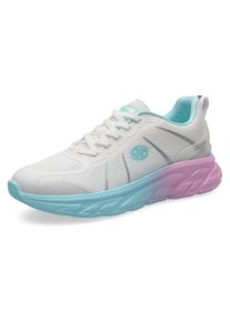 Damen Sneaker, Dockers by Gerli, Gr. 41, weiß, Textil, sportlich, Schuhe, Trainingsschuh, Schnürschuhe mit bunter Pastell-Sohle