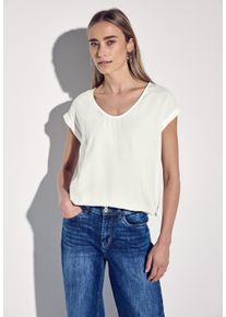Street One Damen Hemdbluse, weiß, casual, Gr. 44, unifarben, Stoff, 100% Viskose, Blusen, aus softer Viskose