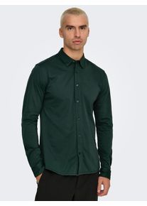 Only & Sons ONLY & SONS Herren Langarmhemd "ONSROBIN B/U LS STRETCH SHIRT NOOS", grün, modisch, Gr. XL, unifarben, Web, Obermaterial: 100% Baumwolle, Hemden