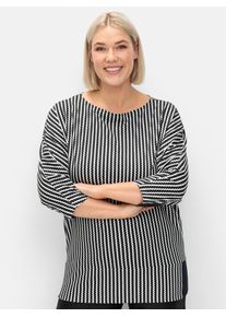 sheego Damen 3/4-Arm-Shirt "3/4-Arm-Shirt", schwarz-weiß, Gr. 40, gemustert, mehrfarbig, gestreift, 50% Baumwolle, 50% Modal, Shirts