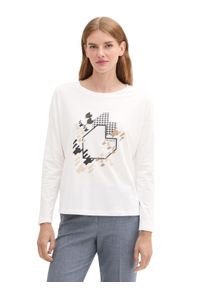Tom Tailor Damen Langarmshirt, weiß, casual, Gr. XXL, bedruckt, Jersey, Obermaterial: 100% Baumwolle, Shirts, mit Frontprint