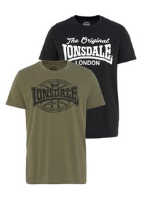 Lonsdale Herren T-Shirt "MORHAM", grün, sportlich, Gr. XXL, Single Jersey, Obermaterial: 60% Baumwolle, 40% Polyester, Shirts, Doppelpack