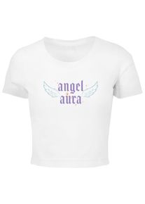 MISS TEE Herren T-Shirt "Miss Tee Damen Angel Aura Tee", weiß, klassisch, Gr. S, bedruckt, 95% Baumwolle, 5% Elasthan, Shirts