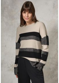 Cecil Damen Strickpullover, schwarz, casual, Gr. XXL, gestreift, Stoff, 50% Viskose, 28% Polyester, 22% Nylon, Pullover, aus softem Materialmix