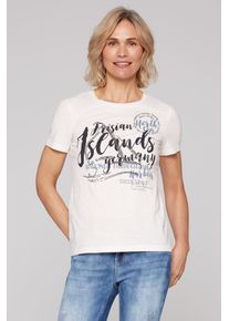 SOCCX Damen Rundhalsshirt, weiß, casual, Gr. XL, bedruckt, Material: 100% Baumwolle, Shirts, aus Baumwolle