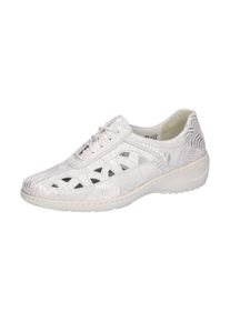 Waldläufer WALDLÄUFER Damen Schnürschuh "KYA", Gr. 4, weiß, Veloursleder, metallic, sportlich, Schuhe, Halbschuh, Komfortschuh, extrabreite Weite K für den