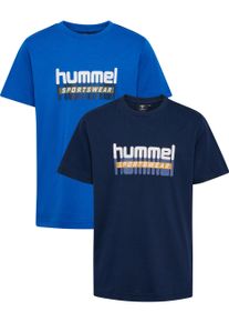 Hummel Kinder T-Shirt "hmlTUKAS T-SHIRT S/S 2-PACK", schwarz, sportlich, Gr. 128, Obermaterial: 100% Baumwolle, Shirts, für Kinder