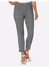Inspirationen Damen Webhose, schwarz-weiß, Gr. 38, geblümt, gemustert, mehrfarbig, bedruckt, 72% Viskose, 25% Polyamid, 3% Elasthan, Hosen