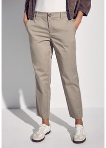 Street One Damen Chinohosebuff grau, casual, Gr. 32, unifarben, Web, 97% Baumwolle, 3% Elasthan, Hosen, mit Elastikbund