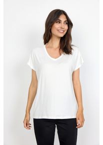 soyaconcept Damen V-Shirt "SC-MARICA 32", weiß, casual, Gr. XXL, unifarben, Jersey, Obermaterial: 93% Lyocell, 7% Elasthan, Shirts