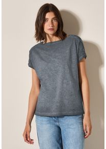 Cecil Damen T-Shirtvolcanic grau, casual, Gr. S, unifarben, Web, 100% Baumwolle, Shirts, aus reiner Baumwolle