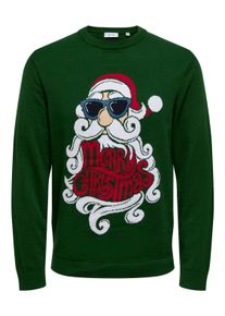 Only & Sons ONLY & SONS Herren Strickpullover "ONSXMAS REG 5 PLACE CREW KNIT", grün, festlich, Gr. XXL, gemustert, Strick, Obermaterial: 100% Baumwolle, Pullover