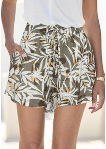 Vivance Damen Shorts, grün, casual, Gr. 34, bedruckt, Jersey, Obermaterial: 100% Viskose, Hosen, mit Alloverdruck aus Viskosejersey, kurze Hose mit