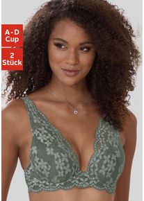 Petite Fleur Damen Push-up-BH, Gr. 75, grün, Spitze, Obermaterial: 60% Polyamid, 35% Polyester, 5% Elasthan, feminin, BHs, in High Apex Schnittform,