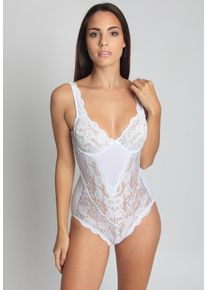 Sassa Mode SASSA Damen Body, weiß, feminin, Gr. 75, unifarben, Obermaterial: 90% Polyamid, 10% Elasthan, Bodies, mit Spitzeneinsatz