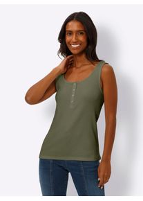 Heine Damen Shirttop, grün, Gr. 44, unifarben, 95% Baumwolle, 5% Elasthan, Tops