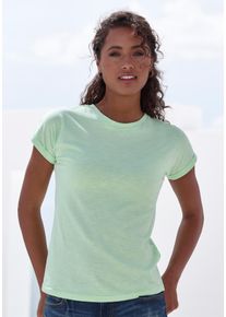 Vivance Damen T-Shirt "aus weicher Baumwoll-Qualität", grün, Basic, Gr. 36, unifarben, Jersey, Obermaterial: 100% Baumwolle, Shirts