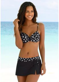 Lascana Damen Bade-Rock, schwarz-weiß, Gr. 36, gepunktet, Polyamid, Badehosen, mit integrierter Bikinihose und bedrucktem Bündchen
