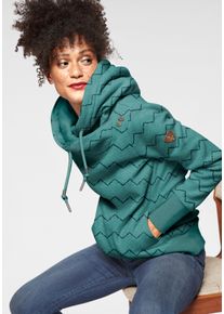 Ragwear Damen Kapuzensweatshirt "GRIPY BUTTON CHEVRON O", grün, casual, Gr. XL, kontrastfarbene Details, mehrfarbig, bedruckt, gemustert, Sweatware,