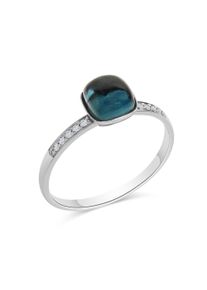 Damen Fingerring "585 Gold Blautopas Diamant 0,054ct.", 052 (16,6), 0,054 ct P2 = erkennbare Einschlüsse, Gold, weiß, Diamonds by Ellen K., Gold,