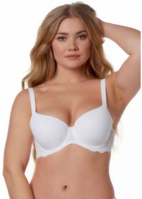 After Eden D-cup & up Damen T-Shirt-BH "LIV", AFTER EDEN D-CUP & UP, Gr. 85, weiß, Obermaterial: 87% Nylon, 13% Elasthan, unifarben, Basic, BHs, mit zarten