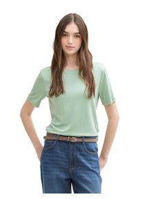 Damen Rundhalsshirt, grün, modisch, Gr. M, Tom Tailor Denim, unifarben, Single Jersey, Obermaterial: 65% Modal, 35% Polyester, Shirts, mit