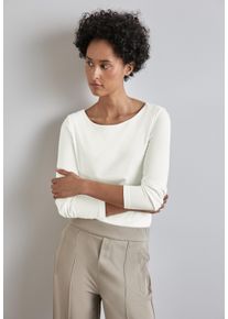 Street One Damen Langarmshirt "Style Lanea", weiß, casual, Gr. 38, unifarben, Jersey, Obermaterial: 50% Baumwolle, 50% Modal, Shirts, mit U-Boot