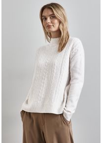 Street One Damen Strickpullover, weiß, casual, Gr. 38, unifarben, Web, 35% Baumwolle, 32% Polyacryl, 28% Polyester, 5% Elasthan, Pullover, mit