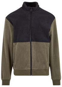 Urban Classics Herren Allwetterjacke "Urban Classics Colour Block Polar Fleece Jacket", grün, casual, Gr. XL, mehrfarbig, 94% Polyester, 6% Elasthan,