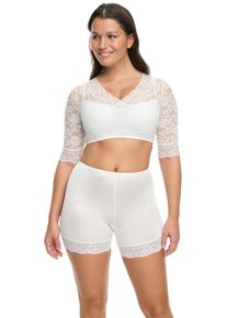 SuSa Damen Blusentop, weiß, modisch, Gr. 44, unifarben, bestickt, Spitze, Obermaterial: 89% Polyamid, 11% Elasthan, Blusen, mit floraler Spitze
