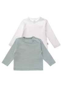 Liliput Jungen Langarmshirt, grün, Gr. 50, gestreift, 95% Baumwolle, 5% Polyester, Shirts, mit praktischen Druckknöpfen im 2er-Pack