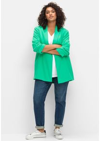 sheego Damen Longblazer "Longblazer", grün, Gr. 56, 100% Polyester, Blazer
