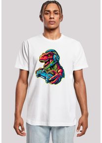 F4NT4STIC Herren T-Shirt "Dinosaurier Gamer", weiß, casual, Gr. XXL, Obermaterial: 100% Baumwolle, Shirts, Premium Qualität