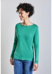 Street One Damen Strickpulloveratlantis grün, casual, Gr. 44, unifarben, Stoff, 60% Viskose, 40% Baumwolle, Pullover, mit U-Boot-Ausschnitt