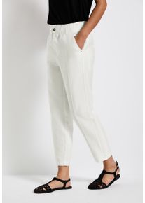 Street One Damen Paperbag-Hose, weiß, casual, Gr. 42, unifarben, Web, Obermaterial: 55% Baumwolle, 37% Modal, 8% Polyester, Hosen, mit elastischem