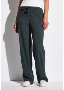 Street One Damen Stoffhose, grün, casual, Gr. 44, Strukturmuster, Stoff, 55% Polyester, 44% Viskose, 1% Elasthan, Hosen, Elastikbund mit Tunnelzug